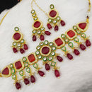 FS Collection Gold Plated Kundan & Crystal Stone Choker Necklace Set