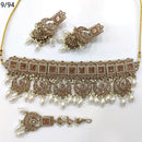 FS Collection Gold Plated Crystal Stone & Beads Choker Necklace Set