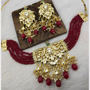 FS Collection Gold Plated Kundan Stone & Beads Choker Necklace Set