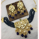 FS Collection Gold Plated Kundan Stone & Beads Choker Necklace Set