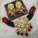 FS Collection Gold Plated Kundan Stone & Beads Choker Necklace Set