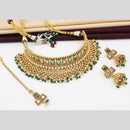 FS Collection Gold Plated Kundan Stone & Beads Choker Necklace Set