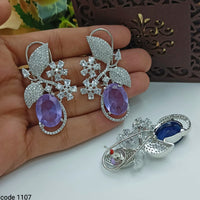 FS Collection Silver Plated AD Stone Dangler Earrings