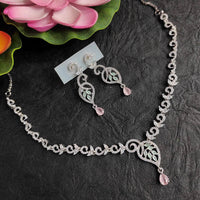 FS Collection Silver Plated AD Stone  Necklace Set