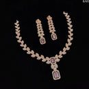 FS Collection Rose Gold Plated AD Stone Necklace Set