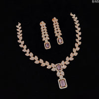 FS Collection Rose Gold Plated AD Stone Necklace Set