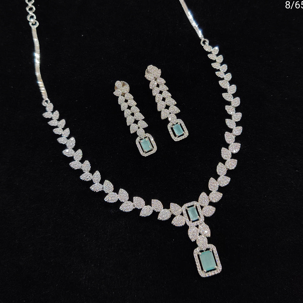 FS Collection Silver Plated AD Stone Necklace Set