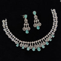 FS Collection Silver Plated AD Stone Necklace Set