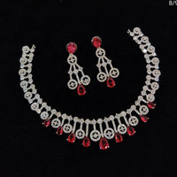 FS Collection Silver Plated AD Stone Necklace Set