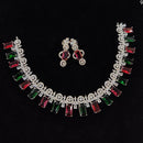 FS Collection Silver Plated AD Stone Necklace Set