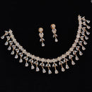 FS Collection Rose Gold Plated AD Stone Necklace Set