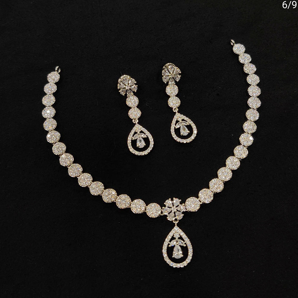 FS Colletion Rose Gold Plated AD Stone Necklace Set