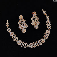 FS Colletion Rose Gold Plated AD Stone Necklace Set