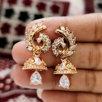 FS Collection Gold Plated Austrian Stone & Beads Jhumki Earrings