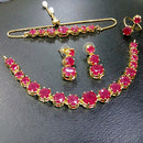 FS Collection Gold Plated Crystal Stone Jewellery Combo
