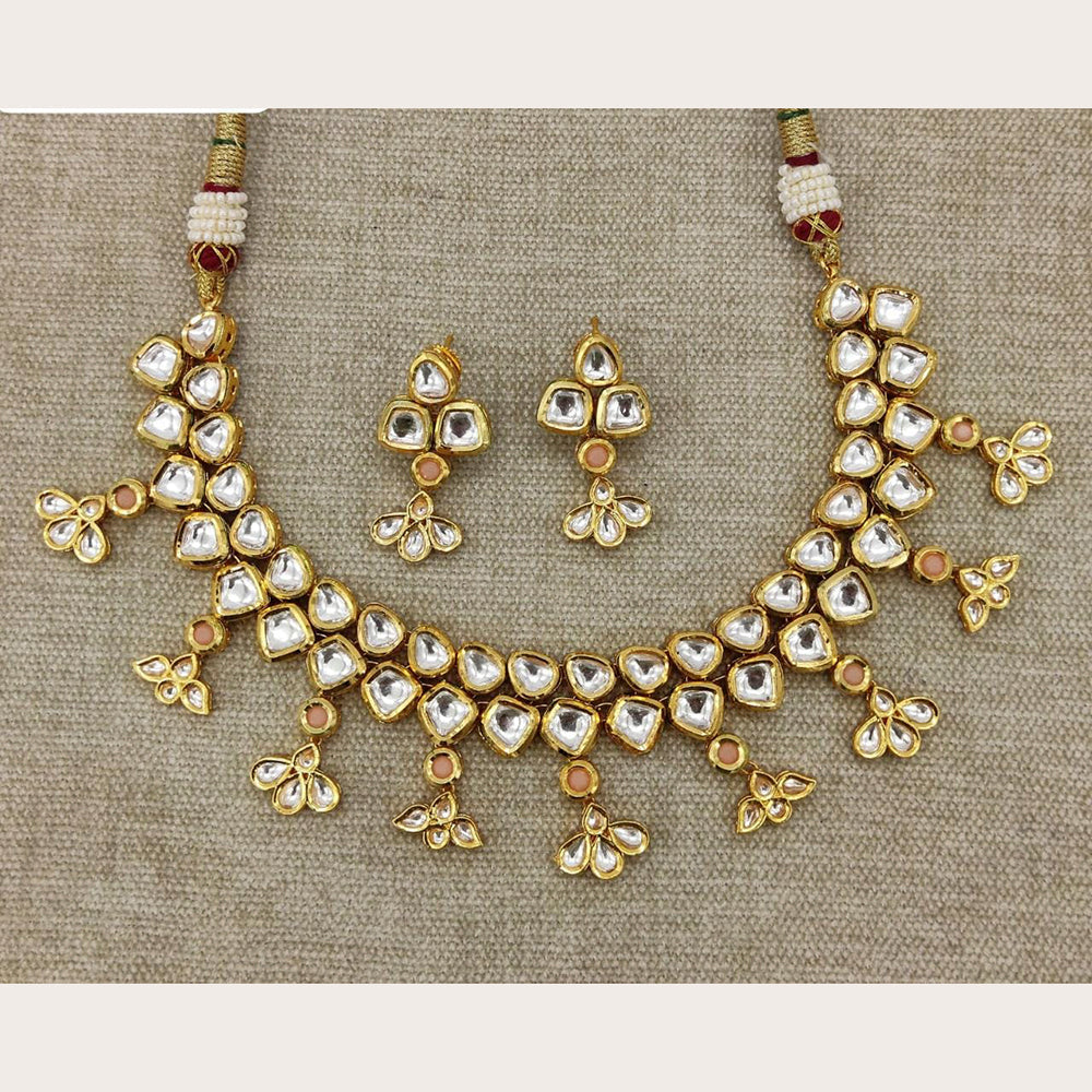 FS Collection Gold Plated Kundan Stone Necklace Set