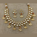FS Collection Gold Plated Kundan Stone Necklace Set