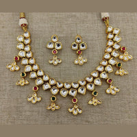 FS Collection Gold Plated Kundan Stone Necklace Set