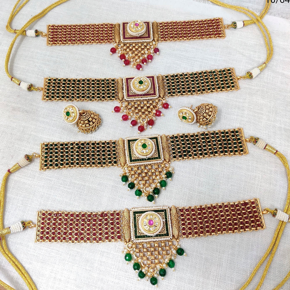 FS Collection Gold Plated Choker Necklace Set
