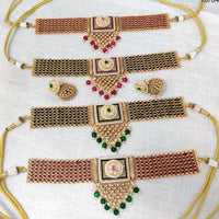FS Collection Gold Plated Choker Necklace Set