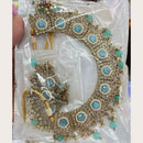 FS Collection Gold Plated Crystal Stone Choker Necklace Set With Mangtikka