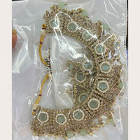 FS Collection Gold Plated Crystal Stone Choker Necklace Set With Mangtikka