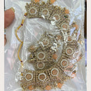 FS Collection Gold Plated Crystal Stone Choker Necklace Set With Mangtikka