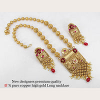 FS Collection Gold Plated Pota Stone Long Necklace Set