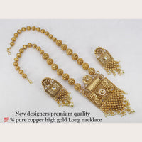 FS Collection Gold Plated Pota Stone Long Necklace Set