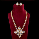 FS Collection Gold Plated Kundan Stone Long Necklace Set