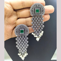 FS Collection Silver Plated Pota Stone Dangler Earrings