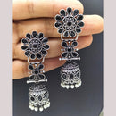 FS Collection Silver Plated Kundan Stone Jhumki Beads Earrings