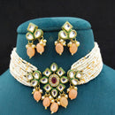 FS Collection Gold Plated Kundan Stone & Beads Choker Necklace Set