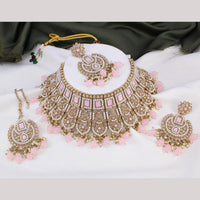 FS Collection Gold Plated Kundan Stone & Beads Choker Necklace Set