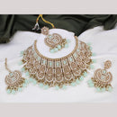 FS Collection Gold Plated Kundan Stone & Beads Choker Necklace Set