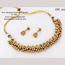 FS Collection Copper Gold Plated Kundan Stone Choker Necklace Set