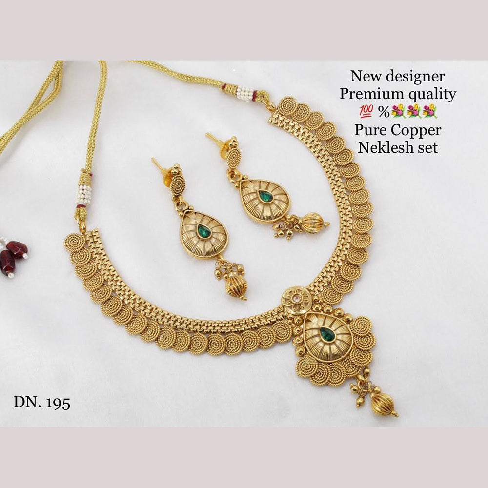 FS Collection Copper Gold Plated Pota Stone Necklace Set