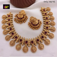 FS Collection Gold Plated Pota Stone Choker Necklace Set