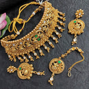 FS Collection Gold Plated Kundan Stone Choker Necklace Set