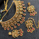 FS Collection Gold Plated Kundan Stone Choker Necklace Set