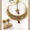 FS Collection Gold Plated Pota Stone Choker Necklace Set