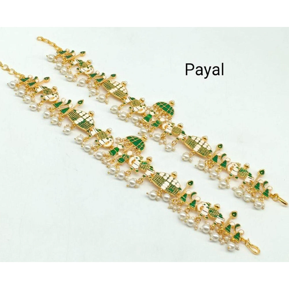 FS Collection Gold Plated Meenakari Payal