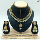 FS Collection Gold Plated Crystal Stone & Beads Necklace Set