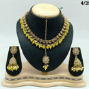 FS Collection Gold Plated Crystal Stone & Beads Necklace Set