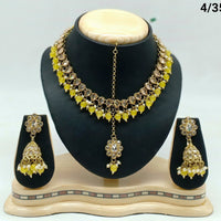 FS Collection Gold Plated Crystal Stone & Beads Necklace Set