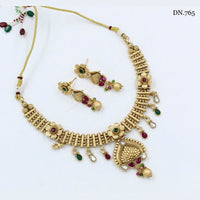 FS Collection Gold Plated Pota Stone Choker Necklace Set