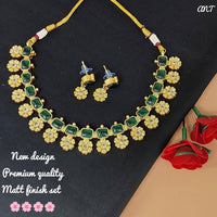FS Collection Gold Plated Crystal Stone Choker Necklace Set