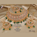 FS Collection Copper Gold Plated AD Stone Choker Necklace Set