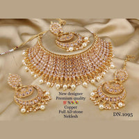 FS Collection Copper Gold Plated AD Stone Choker Necklace Set