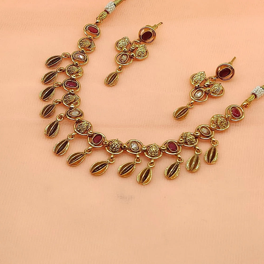FS Collection Gold Plated Pota Stone Necklace Set